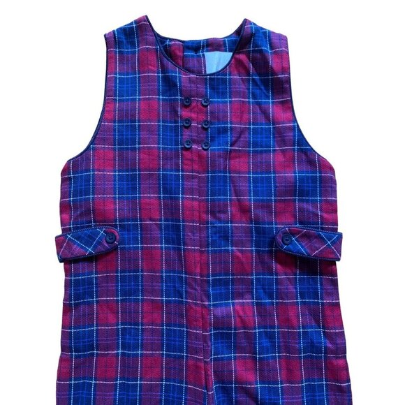 NWT Vintage Strasburg Toddler 3T Plaid Overalls Red Blue - Picture 3 of 6